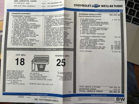 Used 2003 Chevrolet Corvette Coupe w/ Preferred Equipment Group RWD image 23