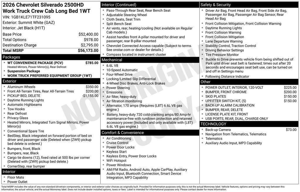 New 2026 Chevrolet Silverado 2500 W/T w/ WT Convenience Package AWD/4WD image 14