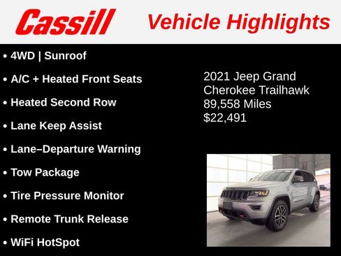 Used 2021 Jeep Grand Cherokee Trailhawk w/ Trailhawk Luxury Group AWD/4WD image 3