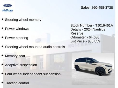 Certified 2024 Lincoln Nautilus Reserve w/ Equipment Group 202A AWD/4WD image 20