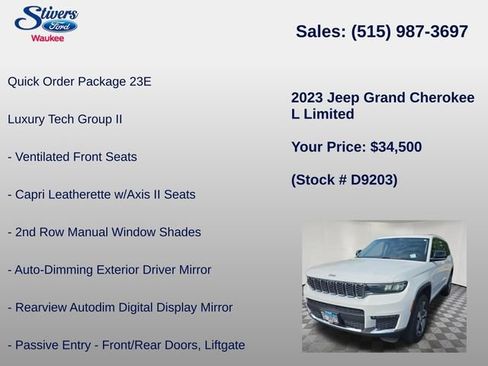 Used 2023 Jeep Grand Cherokee L Limited w/ Luxury Tech Group II AWD/4WD image 8