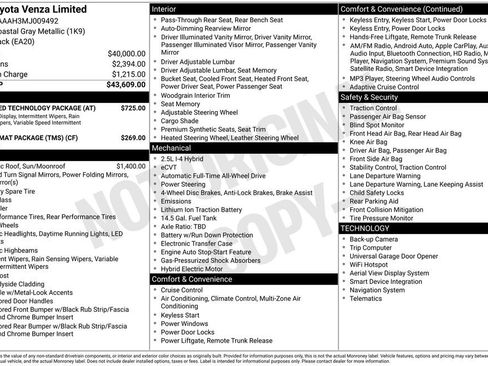 Used 2021 Toyota Venza Limited w/ Advanced Technology Package image 4
