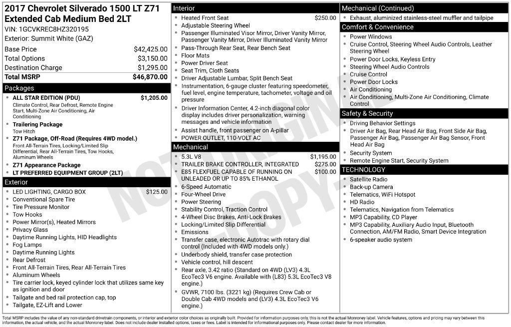Used 2017 Chevrolet Silverado 1500 LT w/ All Star Edition AWD/4WD image 7