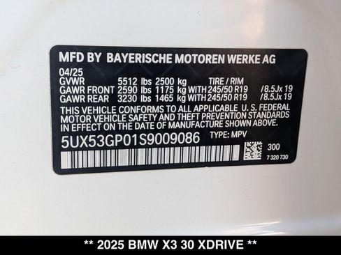 Used 2025 BMW X3 xDrive30i w/ Convenience Package image 29