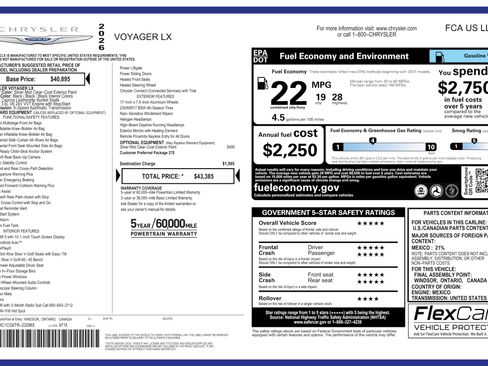 New 2026 Chrysler Voyager LX FWD image 43