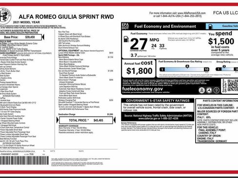 Used 2021 Alfa Romeo Giulia Sprint w/ Nero Edizione RWD image 12