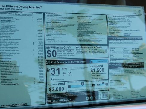 Used 2026 BMW 530i w/ Premium Package RWD image 31