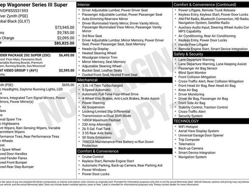 New 2025 Jeep Wagoneer Series III w/ Quick Order Package 25C Super image 9