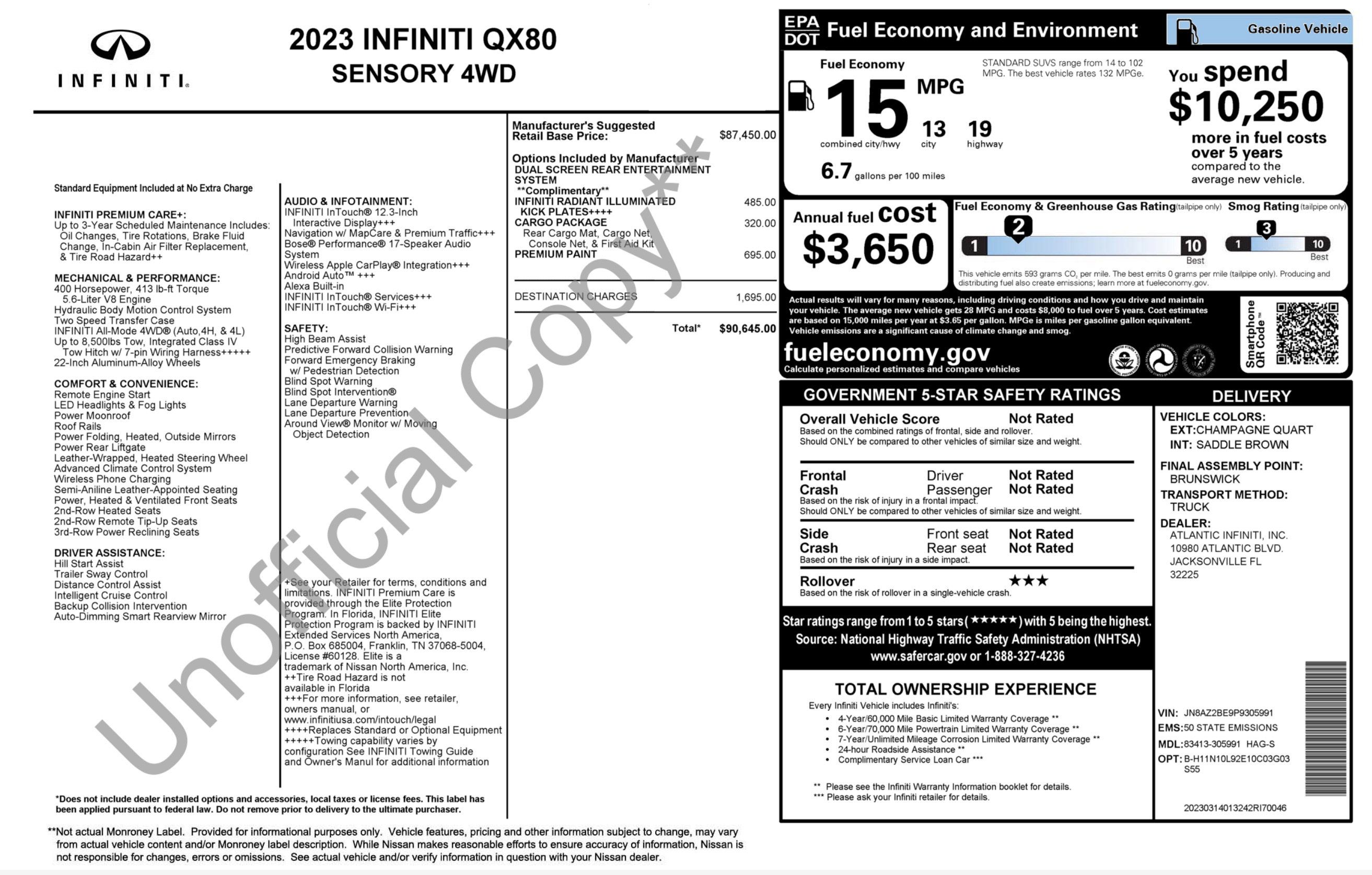 Used 2023 INFINITI QX80 Sensory w/ Cargo Package AWD/4WD image 5