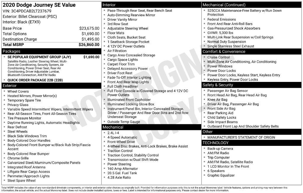 Used 2020 Dodge Journey SE w/ SE Popular Equipment Group FWD image 12
