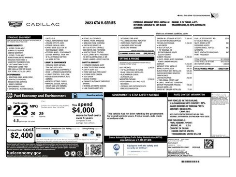 Used 2023 Cadillac CT4 V w/ LPO, ONYX Package RWD image 9