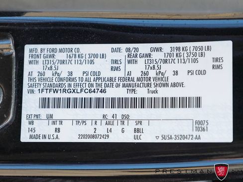 Used 2020 Ford F150 Raptor w/ Equipment Group 801A Mid AWD/4WD image 52