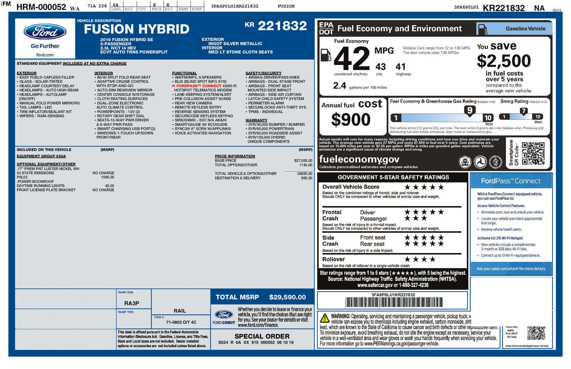 Used 2019 Ford Fusion SE FWD image 13