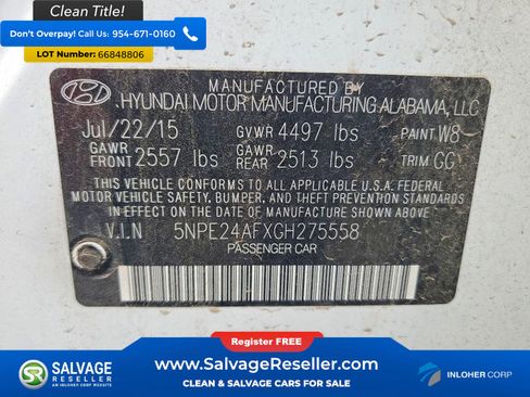 Used 2016 Hyundai Sonata SE FWD image 16