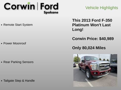 Used 2013 Ford F350 Platinum w/ FX4 Off Road Pkg AWD/4WD image 17
