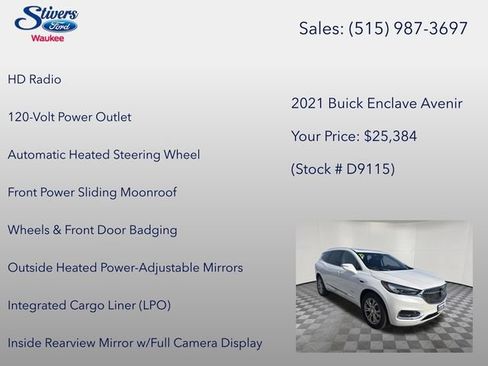 Used 2021 Buick Enclave Avenir w/ LPO, Floor Liner Package FWD image 28
