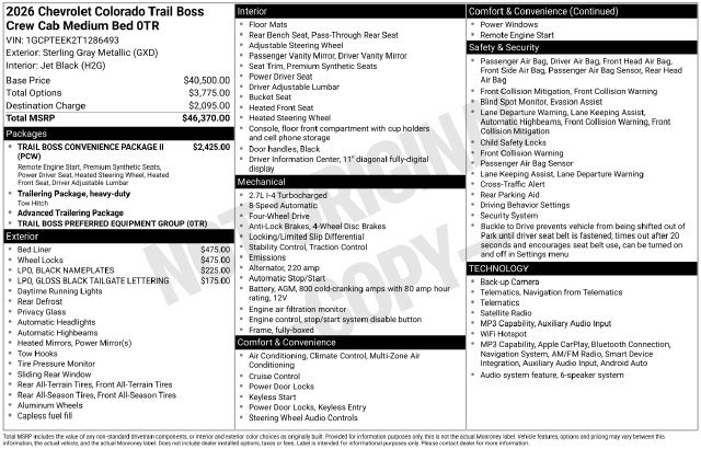 New 2026 Chevrolet Colorado Trail Boss AWD/4WD image 4