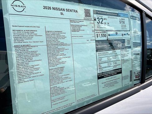 New 2026 Nissan Sentra SL w/ Floor Mat Package FWD image 15