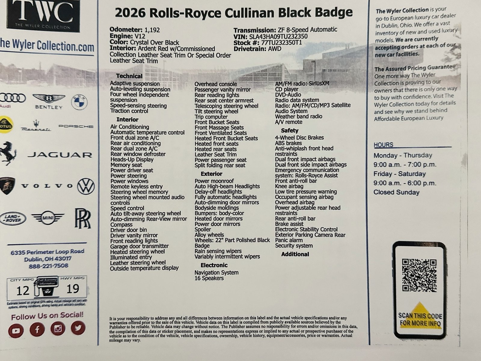 Used 2026 Rolls-Royce Cullinan Black Badge AWD/4WD image 50