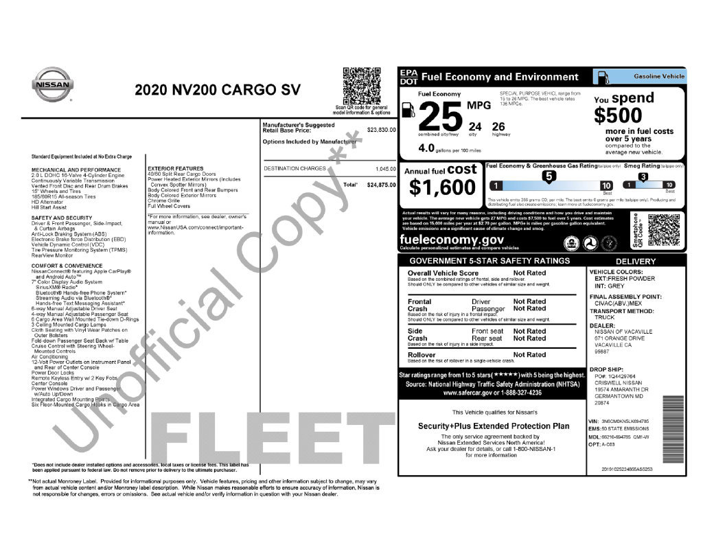 Used 2020 Nissan NV200 SV FWD image 17