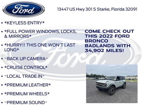 Used 2022 Ford Bronco Badlands w/ Sasquatch Package AWD/4WD image 12