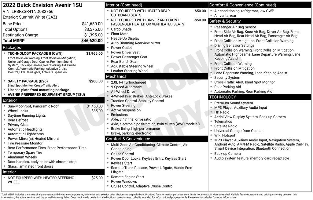 Certified 2022 Buick Envision Avenir w/ Technology Package II AWD/4WD image 32