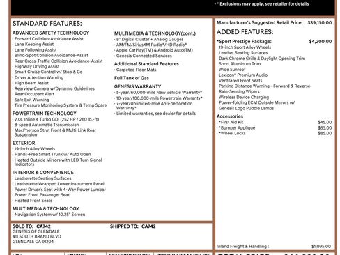 Used 2023 Genesis G70 2.0T w/ Sport Prestige Package image 10