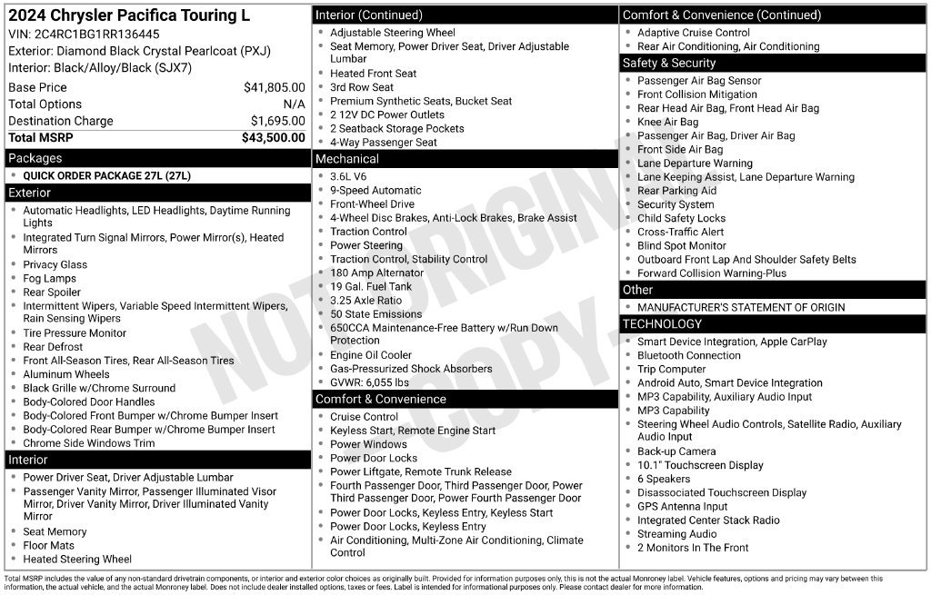 Used 2024 Chrysler Pacifica Touring-L FWD image 4