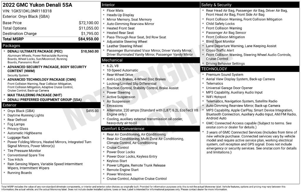 Used 2022 GMC Yukon Denali w/ Denali Ultimate Package RWD image 3