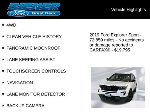 Used 2019 Ford Explorer Sport w/ Equipment Group 401A AWD/4WD image 9
