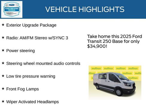 Certified 2025 Ford Transit 250 Low Roof w/ Exterior Upgrade Package RWD image 21