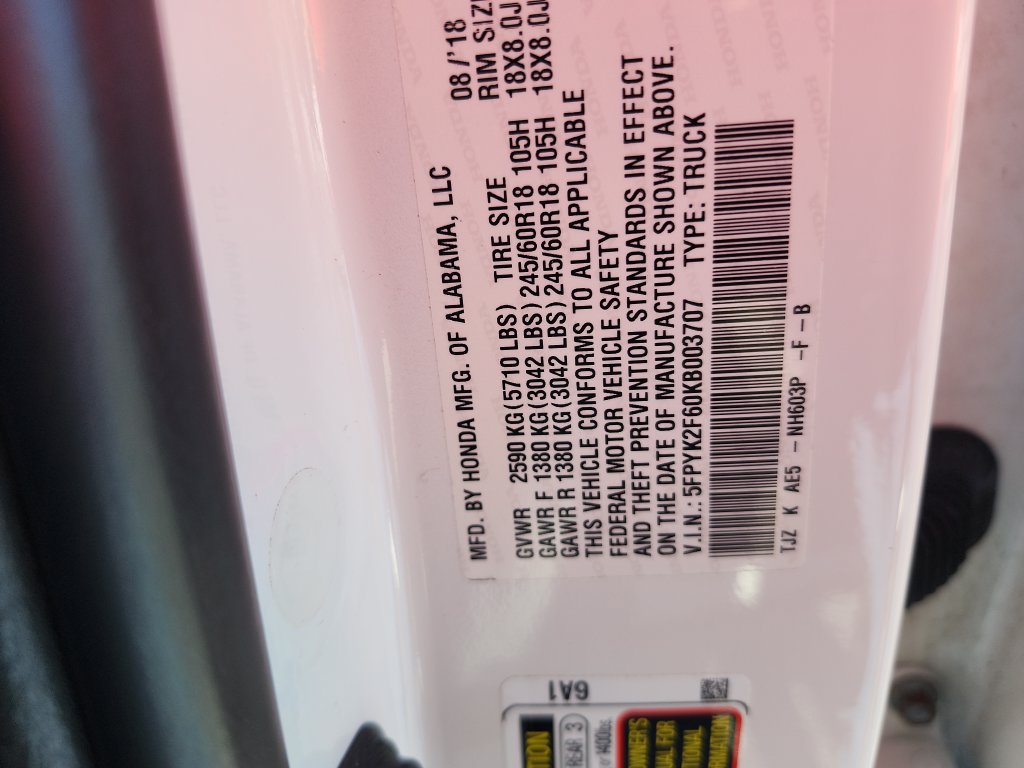 Certified 2019 Honda Ridgeline RTL-T image 36