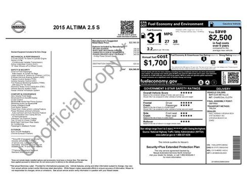Used 2015 Nissan Altima 2.5 S w/ Power Driver Seat Package image 2
