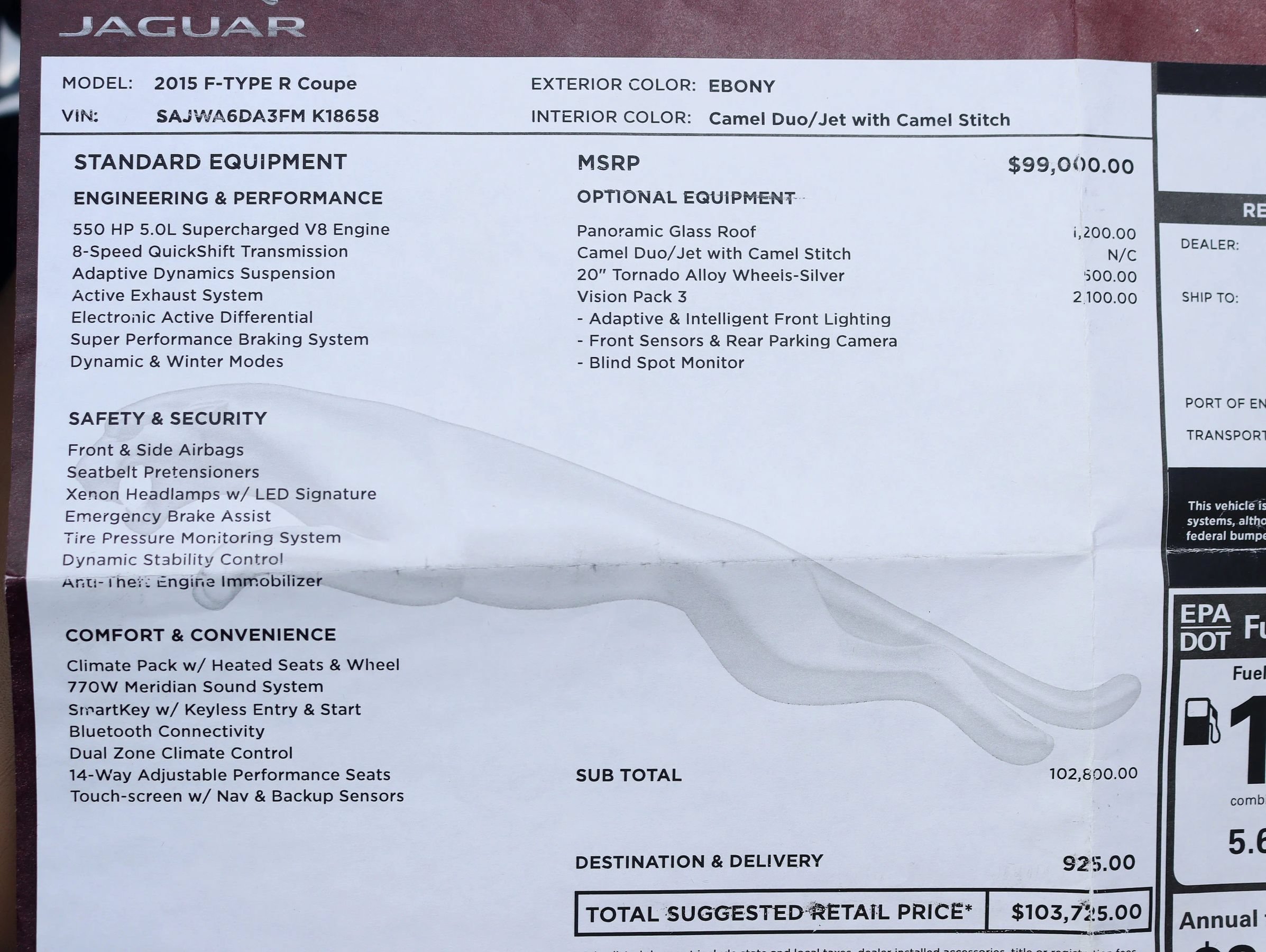 Used 2015 Jaguar F-TYPE R RWD image 2