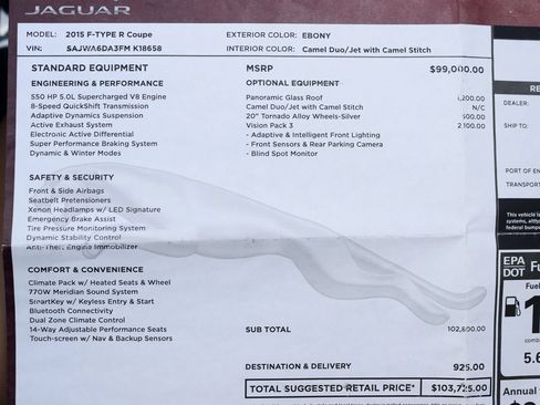 Used 2015 Jaguar F-TYPE R RWD image 2