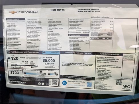 New 2027 Chevrolet Bolt RS w/ Technology Package FWD image 12