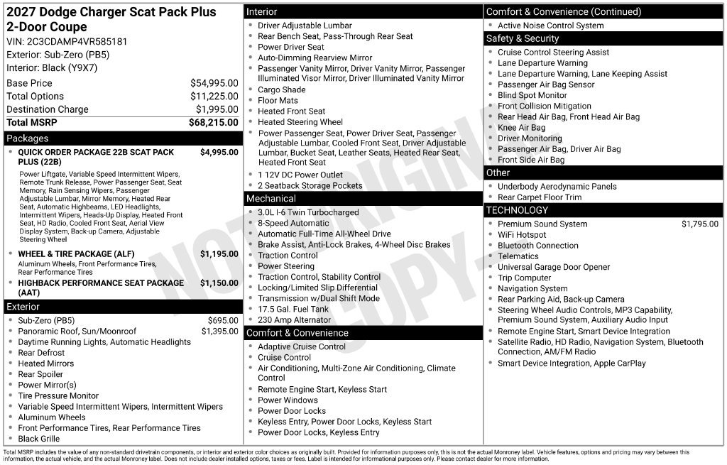 New 2027 Dodge Charger Scat Pack AWD/4WD image 3