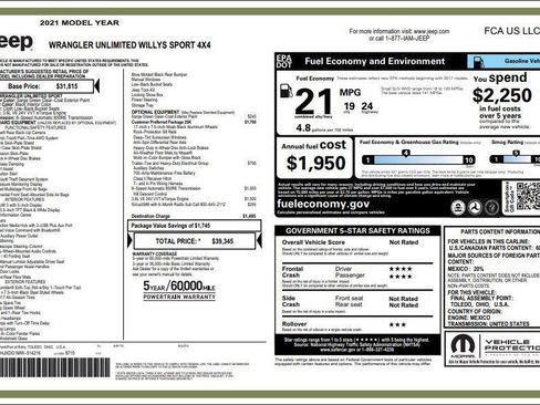 Used 2021 Jeep Wrangler Unlimited Sport image 2