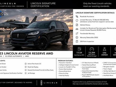 Certified 2023 Lincoln Aviator Reserve w/ Equipment Group 201A AWD/4WD image 3
