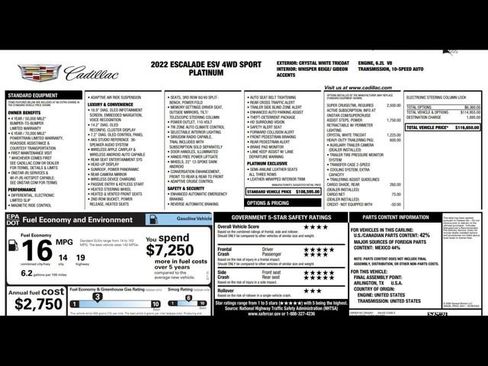 Used 2022 Cadillac Escalade ESV Sport Platinum w/ Heavy-Duty Trailer Package image 3