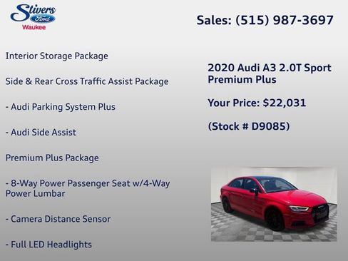 Used 2020 Audi A3 2.0T Premium Plus w/ Premium Plus Package FWD image 9
