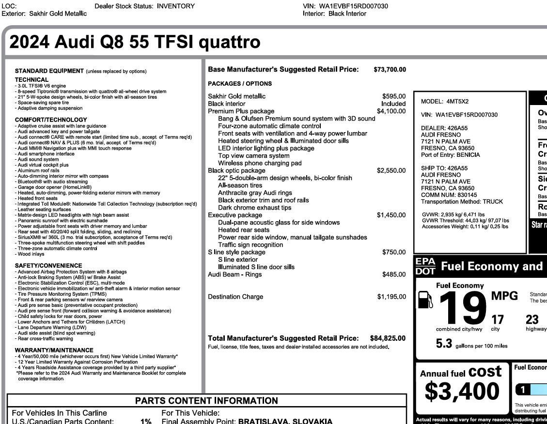 Used 2024 Audi Q8 Premium Plus w/ Premium Plus Package AWD/4WD image 3