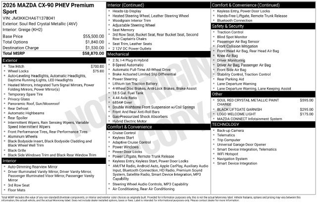 Certified 2026 MAZDA CX-90 Plug-In Hybrid w/Premium Sport AWD/4WD image 5