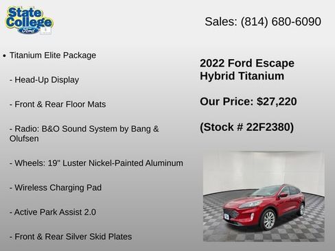 Used 2022 Ford Escape Titanium w/ Titanium Elite Package AWD/4WD image 12