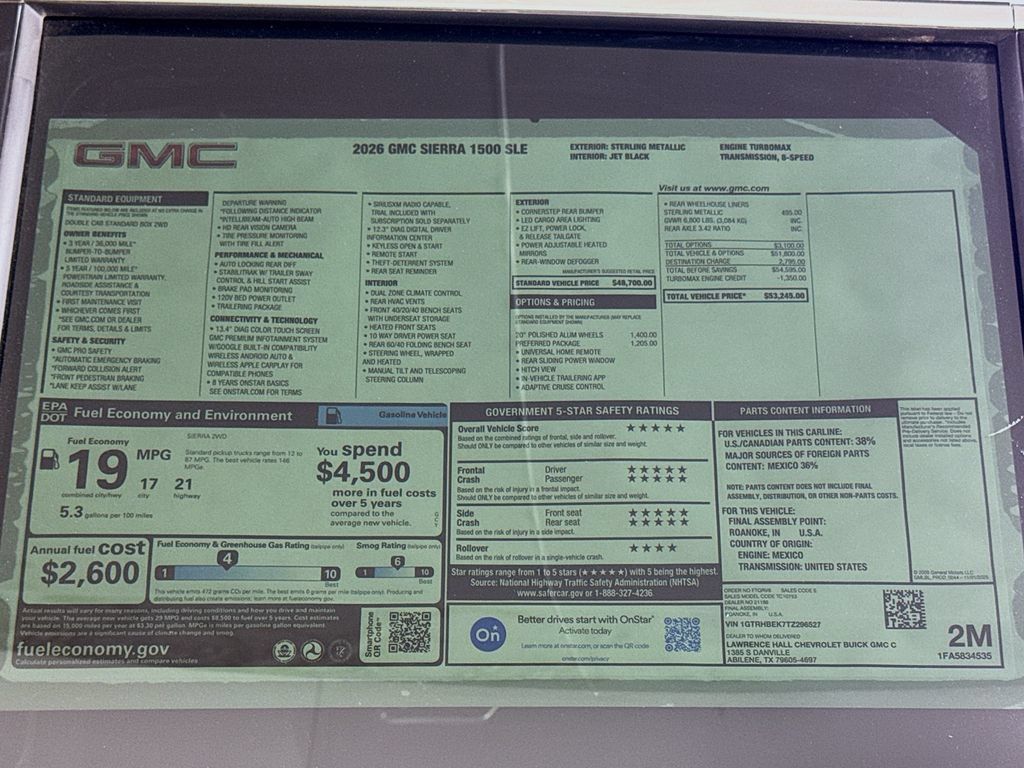 New 2026 GMC Sierra 1500 SLE w/ Preferred Package RWD image 20