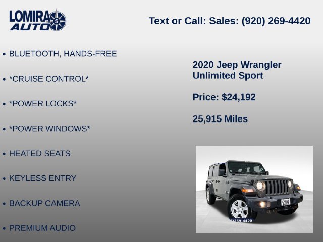 Used 2020 Jeep Wrangler Unlimited Sport w/ Cold Weather Group AWD/4WD image 27