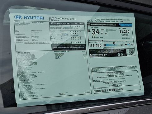 New 2026 Hyundai Elantra SEL Sport FWD image 3
