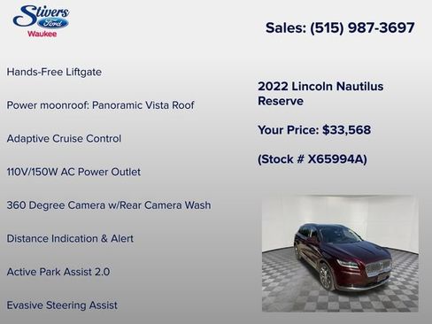Used 2022 Lincoln Nautilus Reserve FWD image 28