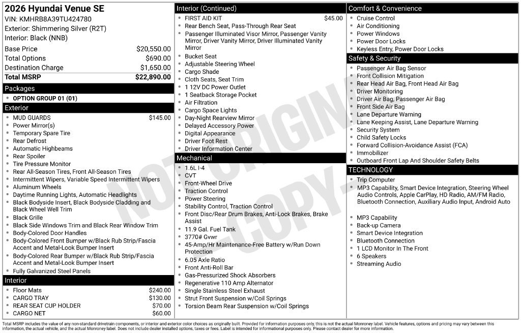 Certified 2026 Hyundai Venue SE FWD image 30
