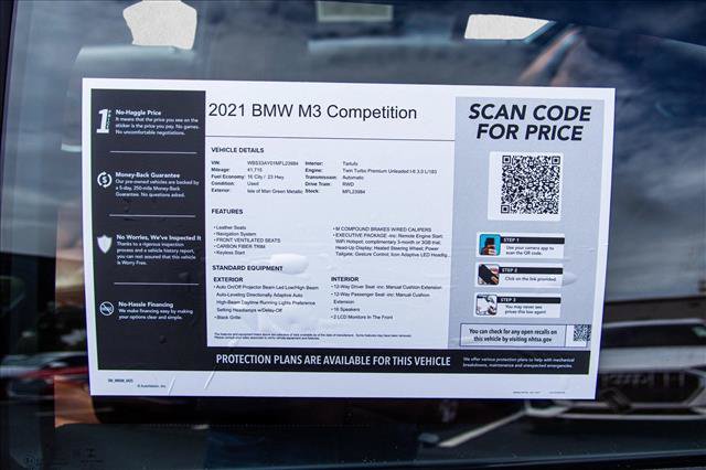 Used 2021 BMW M3 Competition w/ Executive Package RWD image 28